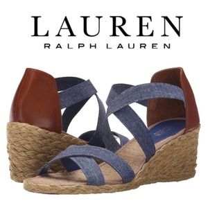 EUC Lauren Ralph Lauren Cornea Espadrille Wedge Sandals Size 9.5